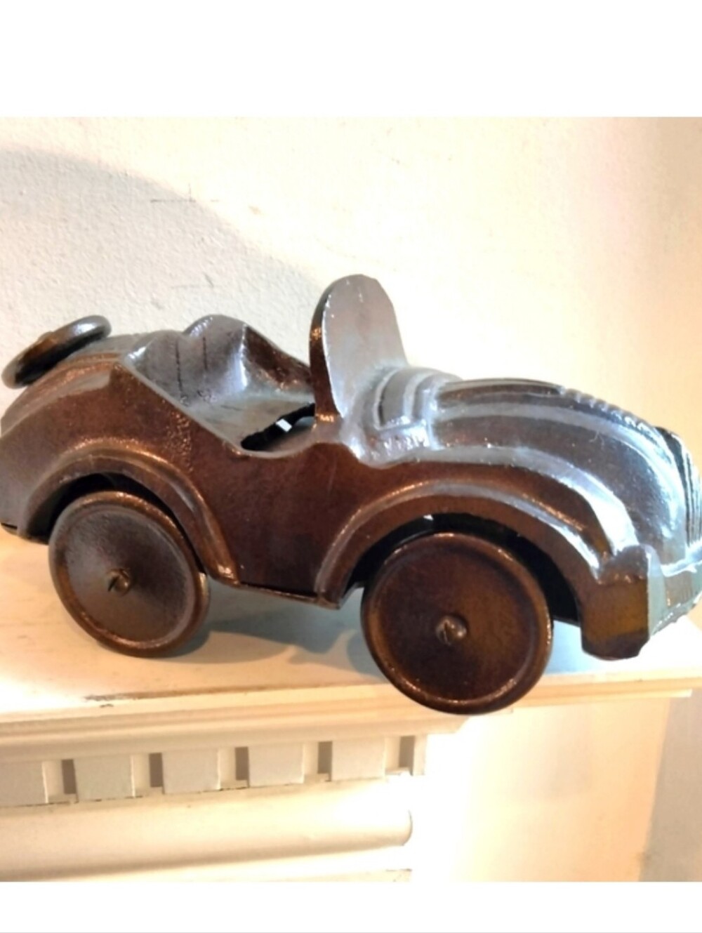 Vintage Brass Race Car Statue made in India Retro